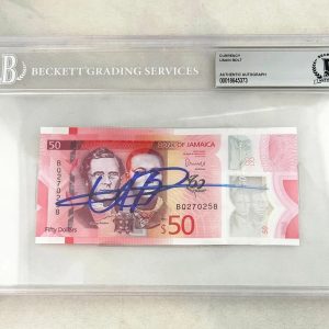 Usain Bolt Signed Official Jamaican Currency $50 Olympic Champion Beckett BAS...