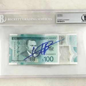 Usain Bolt Signed Official Jamaican Currency $100 Olympic Champion Beckett BA...