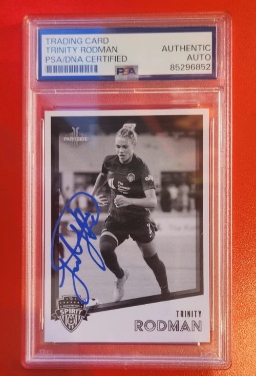 Trinity Rodman Signed 2023 Parkside NWSL Card w/ PSA/DNA COA Slab Black/White