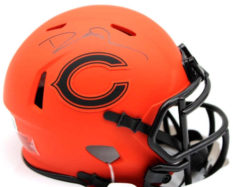 Drew Dalman Signed Chicago Bears Rave Mini Football Helmet w/Beckett COA BV13330