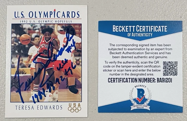Teresa Edwards Signed Autographed 1992 Impel Olympicard Card #19 Beckett BAS
