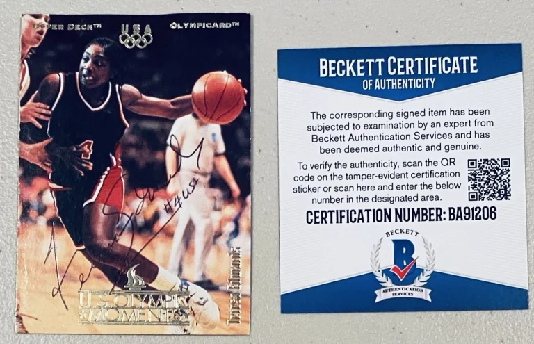 TERESA EDWARDS SIGNED AUTOGRAPHED 1996 UPPER DECK OLYMPICARD CARD #13 BECKETT COLLECTIBLE MEMORABILIA