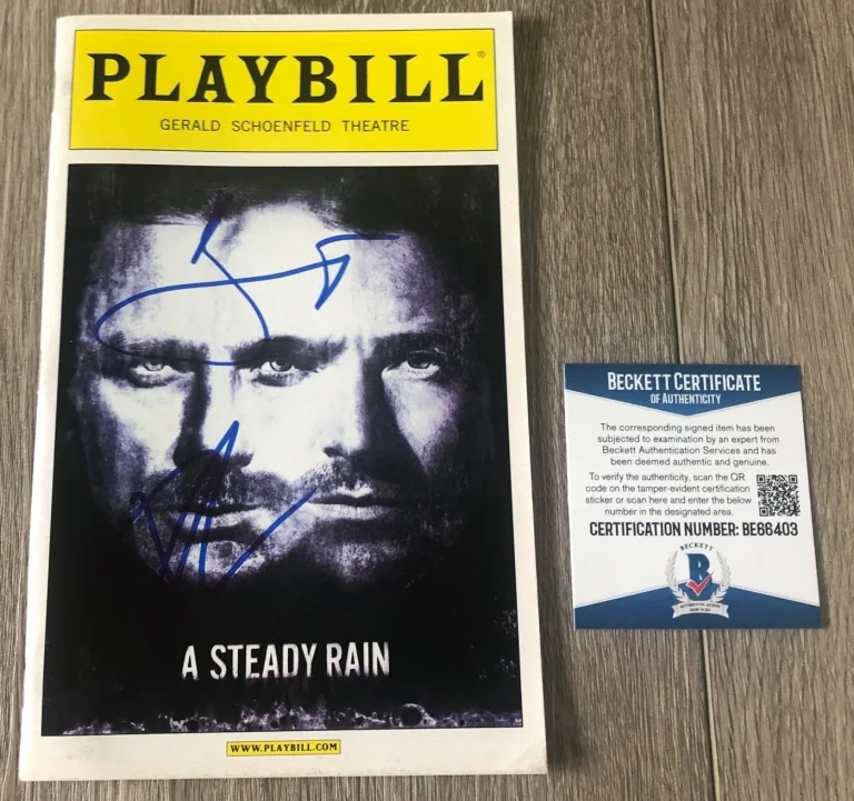 DANIEL CRAIG & HUGH JACKMAN SIGNED A STEADY RAIN PLAYBILL w/PROOF & BECKETT COA