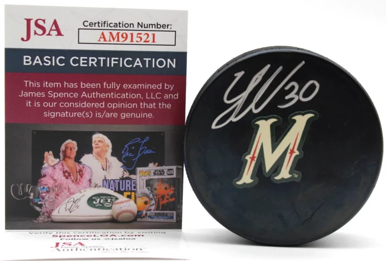 Jesper Wallstedt Signed Minnesota Wild Hockey Logo Puck w/JSA COA AM91521