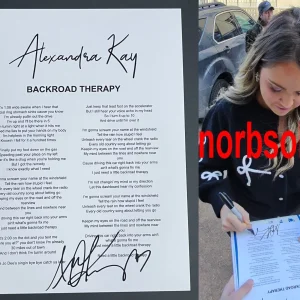 ALEXANDRA KAY SIGNED AUTOGRAPH BACKROAD THERAPY LYRIC SHEET w/EXACT PROOF