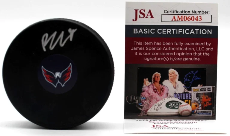 Ryan Leonard Signed Washington Capitals Hockey Logo Puck w/JSA COA AM06043