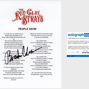 BRANDON COLEMAN SIGNED THE RED CLAY STRAYS WONDERING WHY LYRIC SHEET & COA