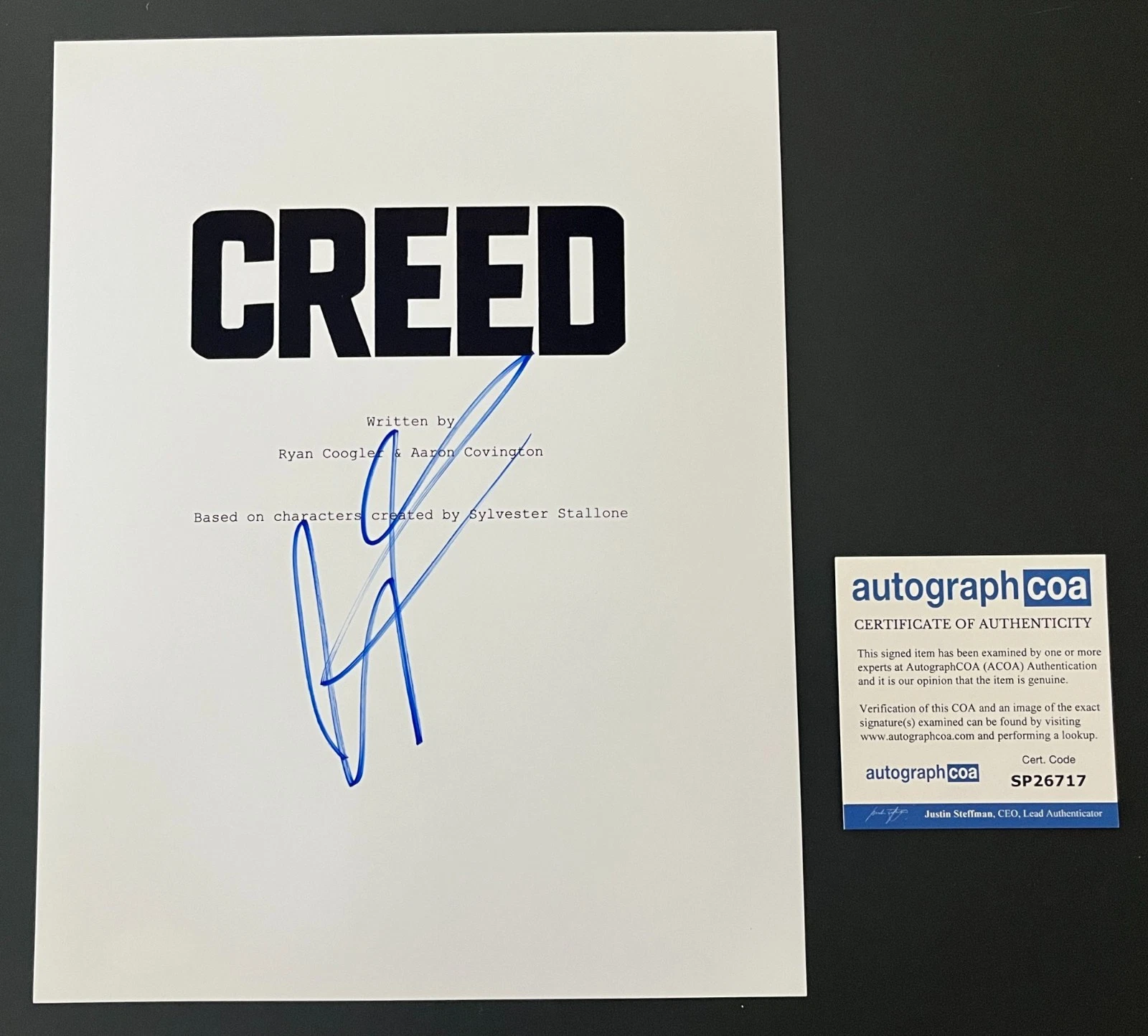 Jordan Facey Script MICHAEL B. JORDAN SIGNED CREED FULL 119 PAGE SCRIPT w/PROOF & AUTOGRAPH ...