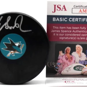 Will Smith Signed San Jose Sharks Hockey Logo Puck w/JSA COA AM91476