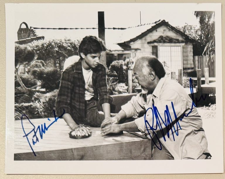 Pat Morita & Ralph Macchio Signed Autographed Karate Kid 8x10 Photo SWAU Letter