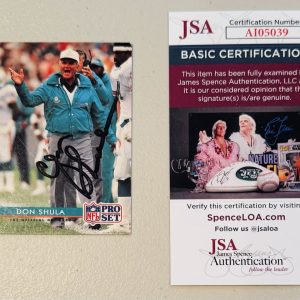 Don Shula Signed Autographed 1992 Pro Set Card #234 JSA Cert Dolphins