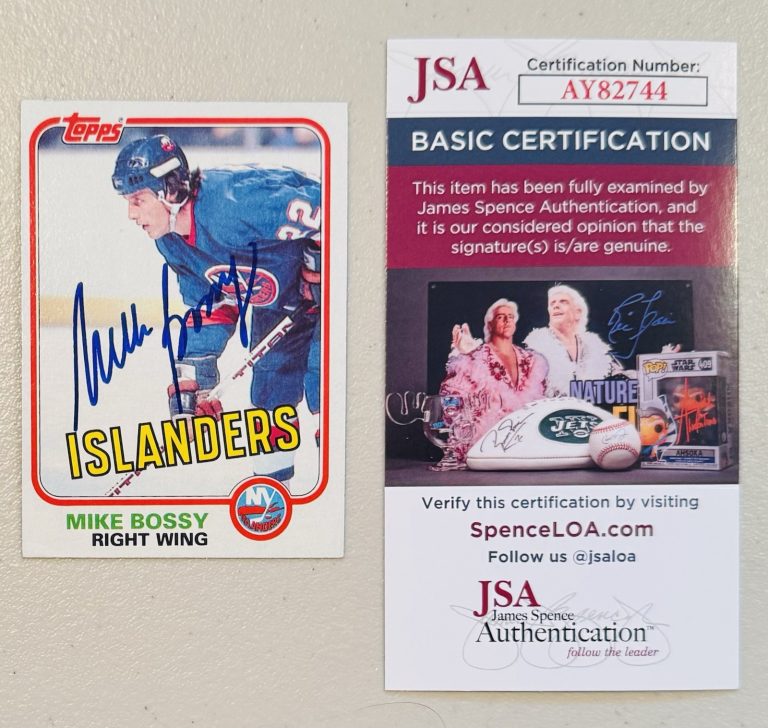 Mike Bossy Signed Autographed 1981-82 Topps Card #4 JSA Cert NHL HOF Islanders