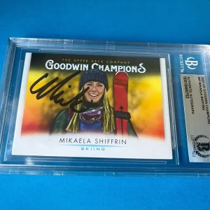 Mikaela Shiffrin Skiing 2021 UD Goodwin Card Signed Auto Beckett BAS Slabbed