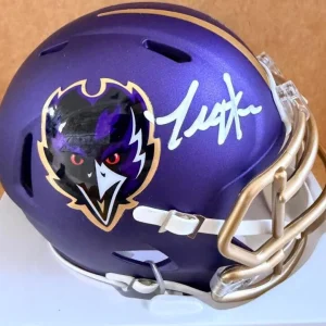 TERRELL SUGGS BALTIMORE RAVENS SIGNED SPEED ALTERNATE MINI HELMET BECKETT
