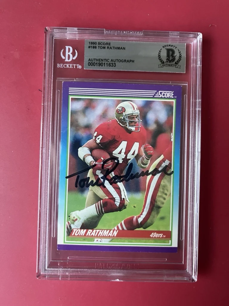 Tom Rathman 49ers 1990 Score Card Signed Auto Beckett BAS Slabbed