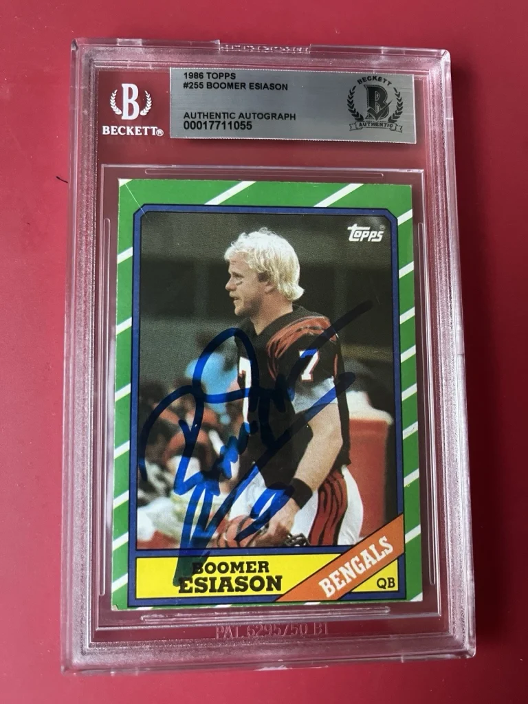 Boomer Esiason Bengals 1986 Topps Rookie Card Signed Auto Beckett BAS Slabbed
