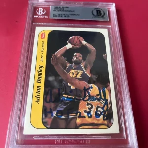 Adrian Dantley  HOF 1986 NBA Fleer Stickers Card Signed Auto Beckett BAS Slabbed