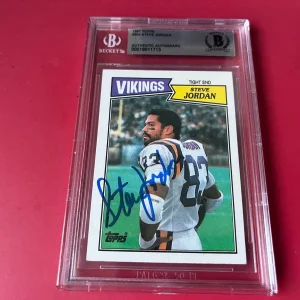 Steve Jordan Vikings NFL 1987 Topps Card Signed Auto Beckett BAS Slabbed