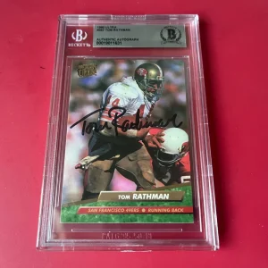 Tom Rathman 49ers NFL 1992 Utra Card Signed Auto Beckett BAS Slabbed