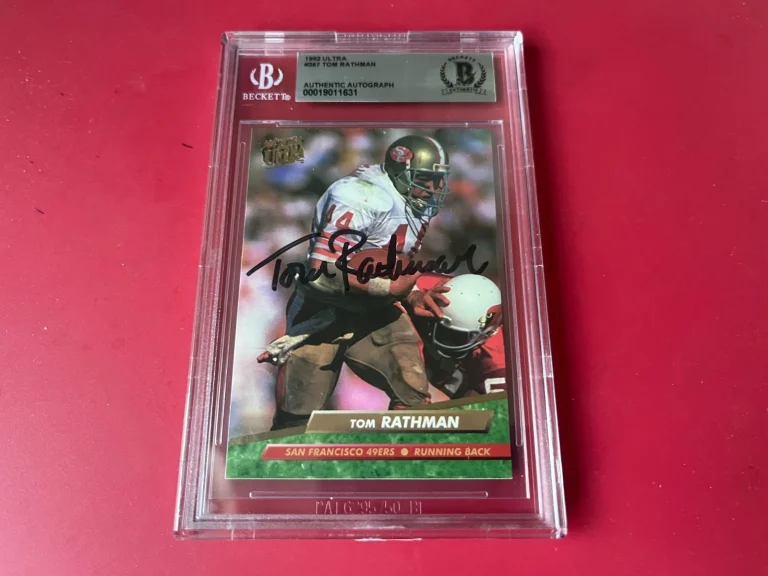 TOM RATHMAN 49ERS NFL 1992 UTRA CARD SIGNED AUTO BECKETT BAS SLABBED COLLECTIBLE MEMORABILIA