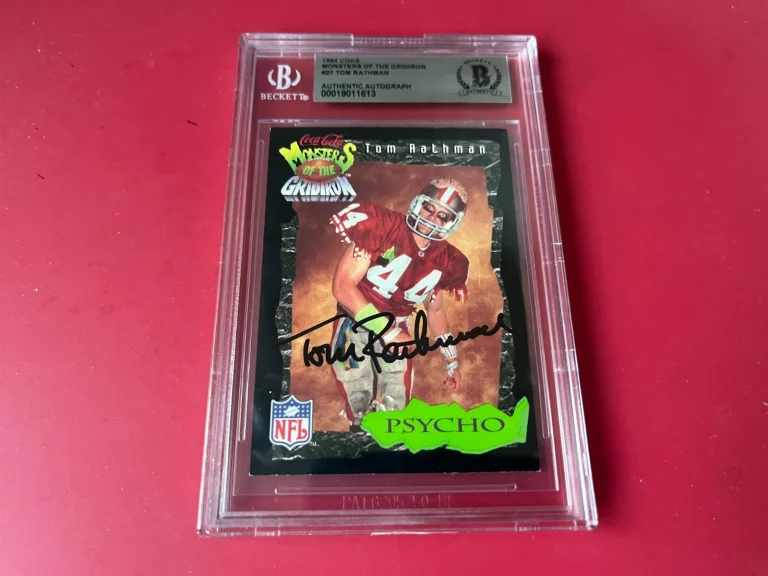 Tom Rathman 49ers NFL 1994 Coke Monsters Card Signed Auto Beckett BAS Slabbed