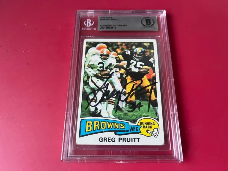 Greg Pruitt Browns NFL 1975 Topps Card Signed Auto Beckett BAS Slabbed