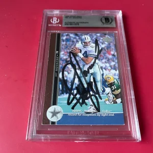 Jay Novacek Cowboys NFL 1996 Upper Deck Card Signed Auto Beckett BAS Slabbed