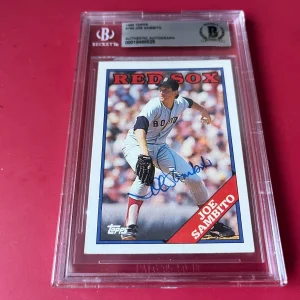 Joe Sambito Red Sox MLB 1988 Topps Card Signed Auto Beckett  BAS ENCAPSULATED