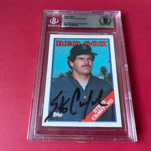Steve Crawford Red Sox MLB 1988 Topps Card Signed Auto Beckett BAS ENCAPSULATED