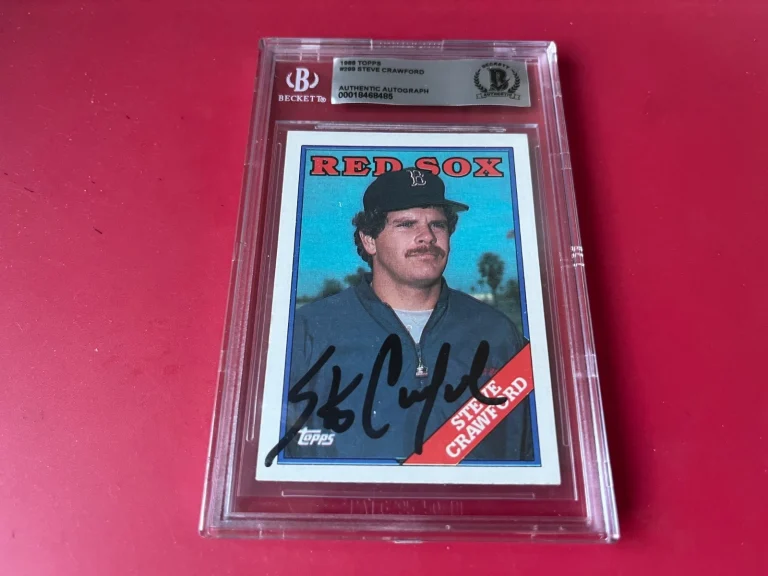 Steve Crawford Red Sox MLB 1988 Topps Card Signed Auto Beckett  BAS ENCAPSULATED