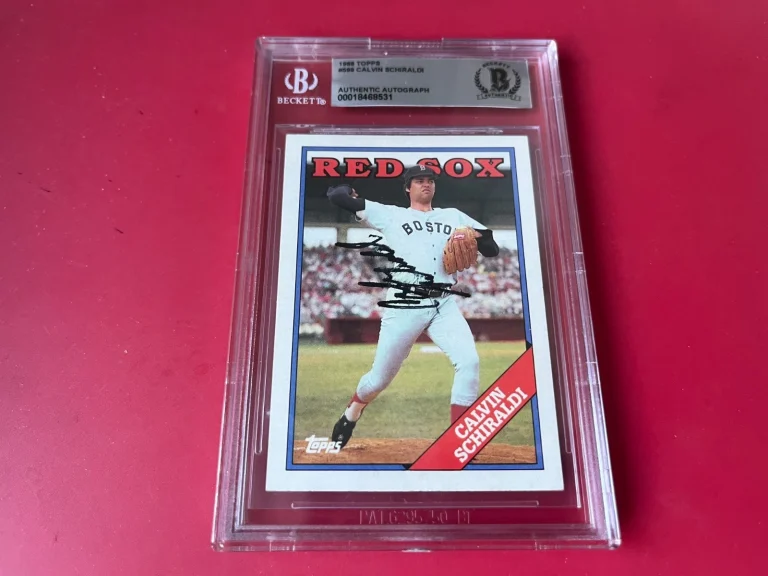 Calvin Schiraldi Red Sox 1988 Topps Card Signed Auto Beckett  BAS ENCAPSULATED
