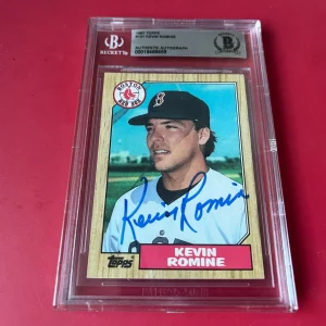 Kevin Romine Red Sox MLB 1987 Topps Card Signed Auto Beckett  BAS ENCAPSULATED