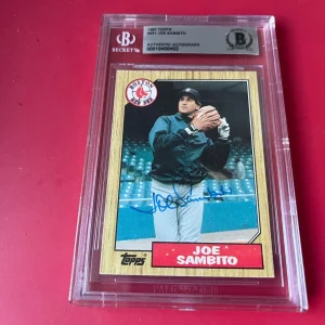 Joe Sambito Red Sox MLB 1987 Topps Card Signed Auto Beckett  BAS ENCAPSULATED