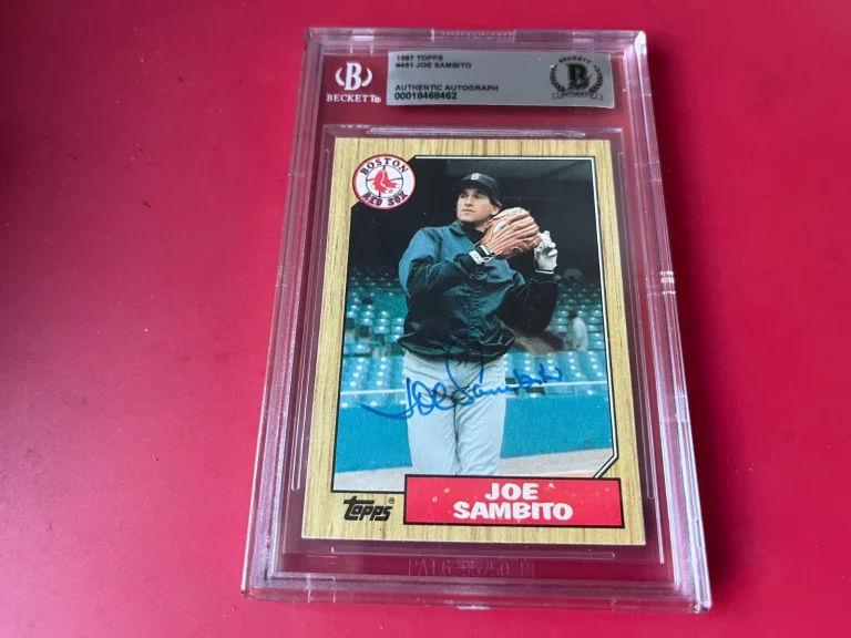 Joe Sambito Red Sox MLB 1987 Topps Card Signed Auto Beckett  BAS ENCAPSULATED