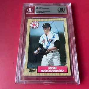 Bob Woodward Red Sox MLB 1987 Topps Card Signed Auto Beckett  BAS ENCAPSULATED