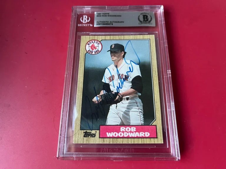 Bob Woodward Red Sox MLB 1987 Topps Card Signed Auto Beckett  BAS ENCAPSULATED