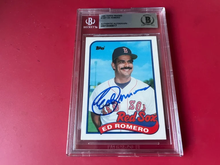 Ed Romero Red Sox MLB 1989 Topps Card Signed Auto Beckett  BAS ENCAPSULATED