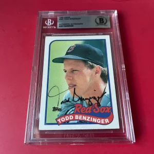 Todd Benzinger Red Sox MLB 1989 Topps Card Signed Auto Beckett BAS ENCAPSULATED