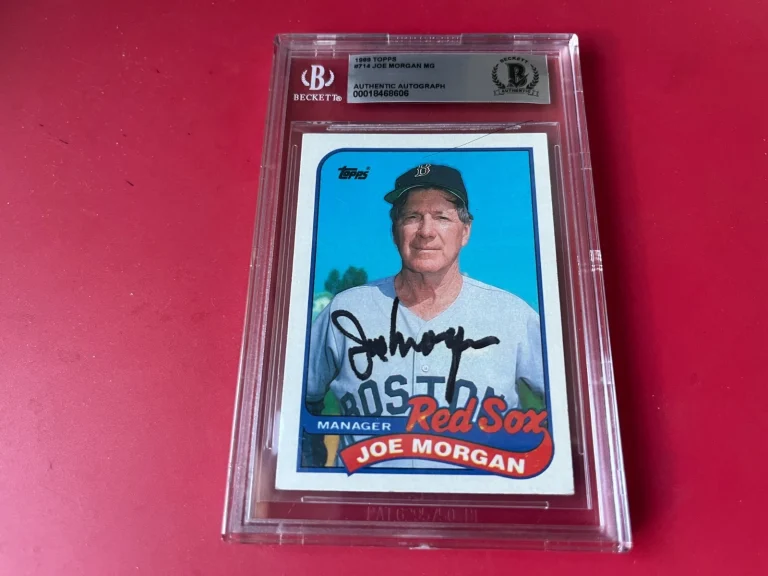 Joe Morgan Red Sox 1989 Topps Card Signed Auto Beckett  BAS ENCAPSULATED
