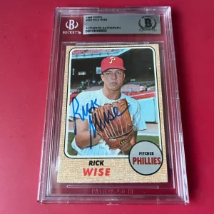 Rick Wise Phillies MLB 1968 Topps Card Signed Auto Beckett  BAS ENCAPSULATED