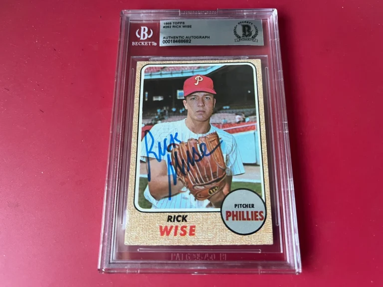 Rick Wise Phillies MLB 1968 Topps Card Signed Auto Beckett  BAS ENCAPSULATED