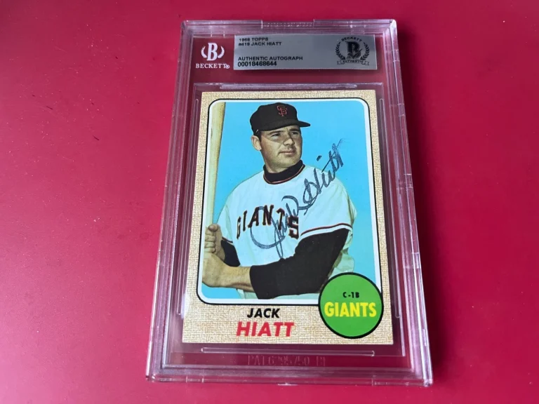 Jack Hiatt Giants MLB 1968 Topps Card Signed Auto Beckett  BAS ENCAPSULATED