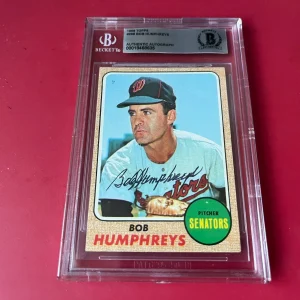 Bob Humphreys Senators MLB 1968 Topps Card Signed Auto Beckett  BAS ENCAPSULATED