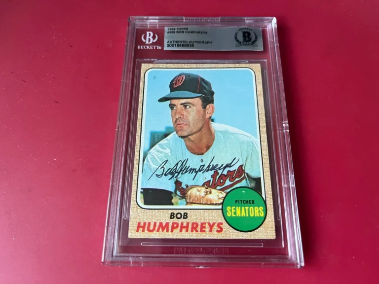 Bob Humphreys Senators MLB 1968 Topps Card Signed Auto Beckett  BAS ENCAPSULATED