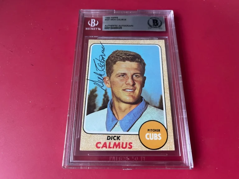 Dick Calmus Cubs MLB 1968 Topps Card Signed Auto Beckett  BAS ENCAPSULATED