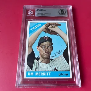 Jim Merritt Twins MLB 1966 Topps Card Signed Auto Beckett  BAS ENCAPSULATED