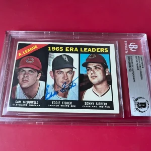 Eddie Fisher MLB 1966 Topps Card Signed Auto Beckett  BAS ENCAPSULATED