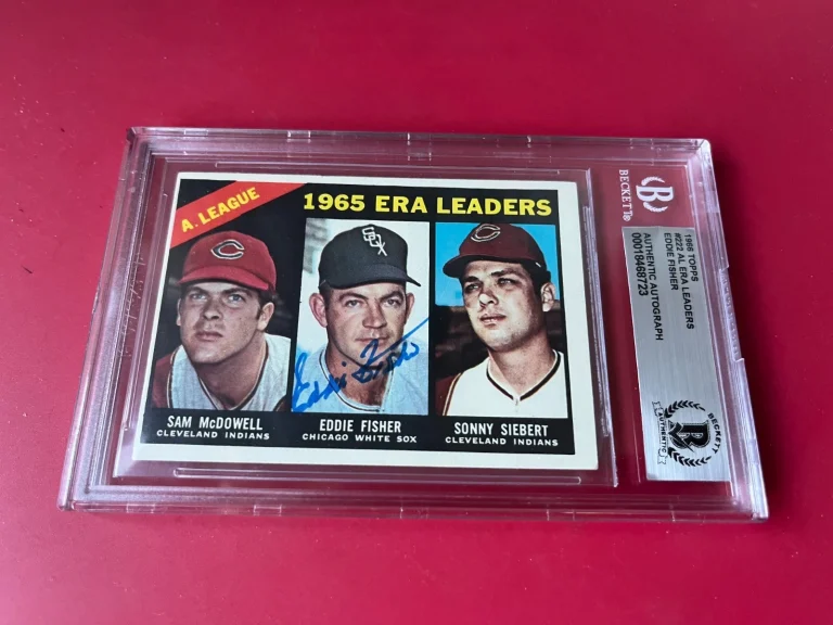 Eddie Fisher MLB 1966 Topps Card Signed Auto Beckett  BAS ENCAPSULATED