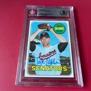 Dave Baldwin Senators MLB 1969 Topps Card Signed Auto Beckett  BAS ENCAPSULATED