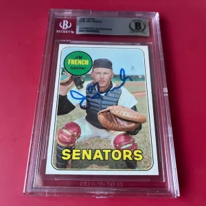 Jim French  Senators MLB 1969 Topps Card Signed Auto Beckett  BAS ENCAPSULATED